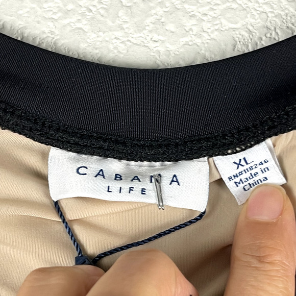 Cabana Life One Piece Swimsuit Womens XL Black Zip Front Pockets UPF 50 NWT - Picture 5 of 16